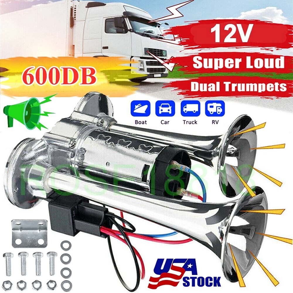 1000DB 12V Electric Trains Horns Air Train Horn Kit for Truck Car Super Loud US