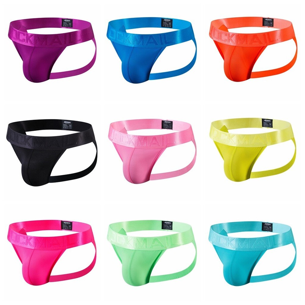 JOCKMAIL Sexy Gay Underwear Men's G-string & Thongs Mesh Pouch Jockstrap Bikini