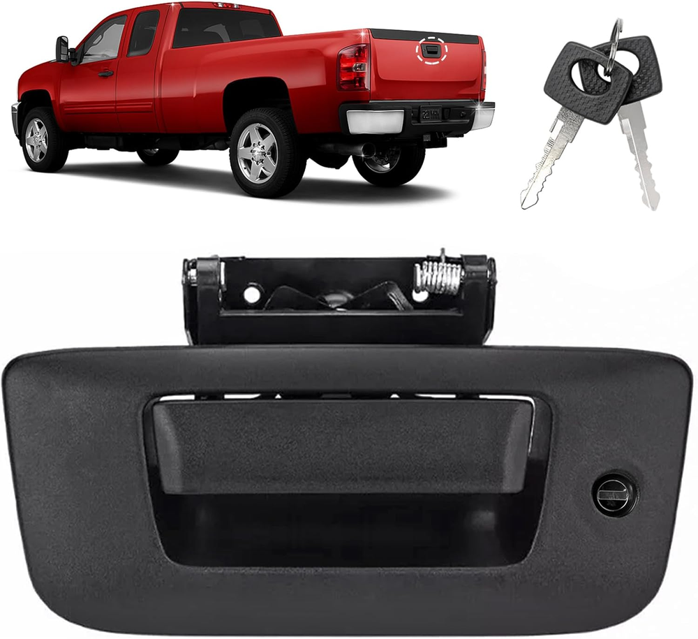 Tailgate Handle with Lock Cylinder & Bezel Trim for GMC/Chevy Silverado Sierra 0