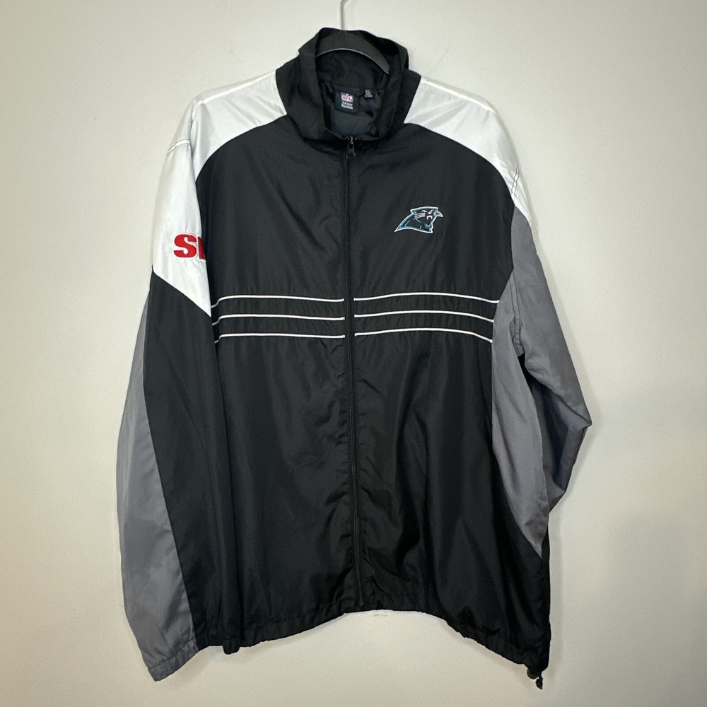 NFL Team Apparel Reebok Carolina Panthers Windbreaker Mens XL Jacket Full Zip