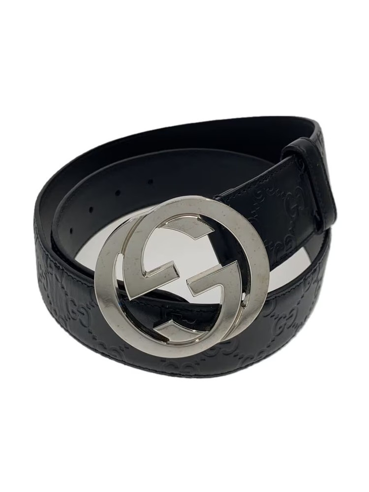 GUCCI Mens Black Leather Belt 411924 Classic Style