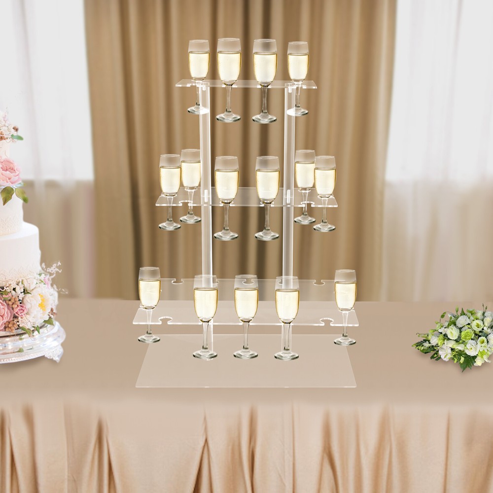 3-tier Clear Acrylic Champagne Glasses Holder Display Stand Party Champagn Tower