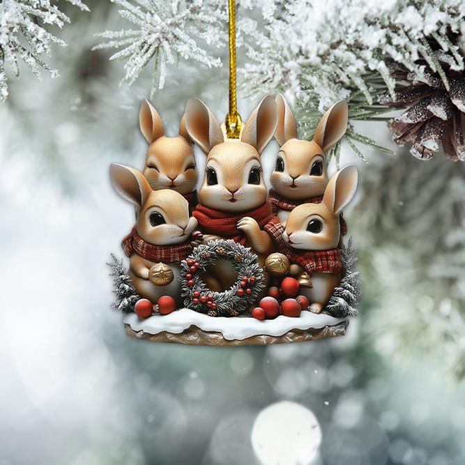 Personalized Bunny Christmas Ornament  Rabbit Family Ornament Holiday Gift Decor