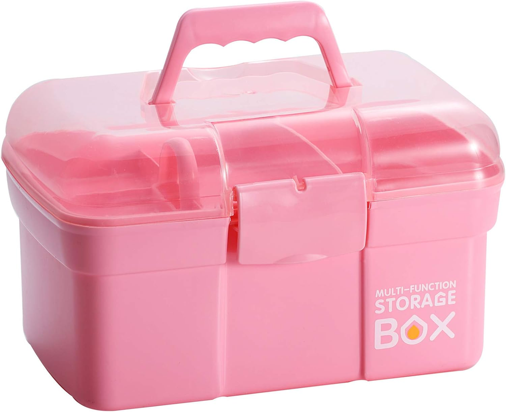 11'' Plastic Storage Box with Removable Tray, Multipurpose Organizer and Storage