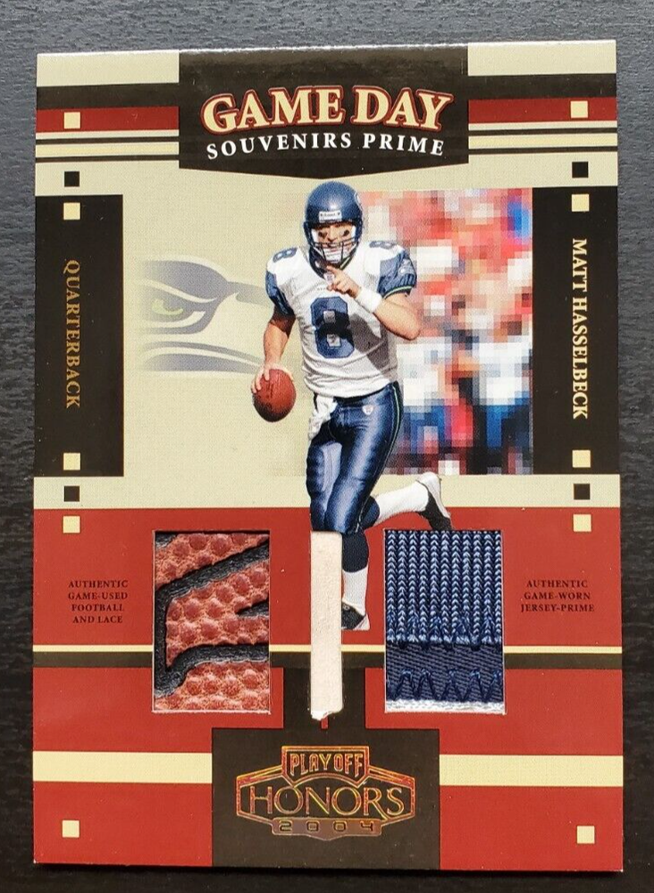2004 Playoff Honors Matt Hasselbeck Game Day Souvenirs Prime Triple Relic 6/25-image