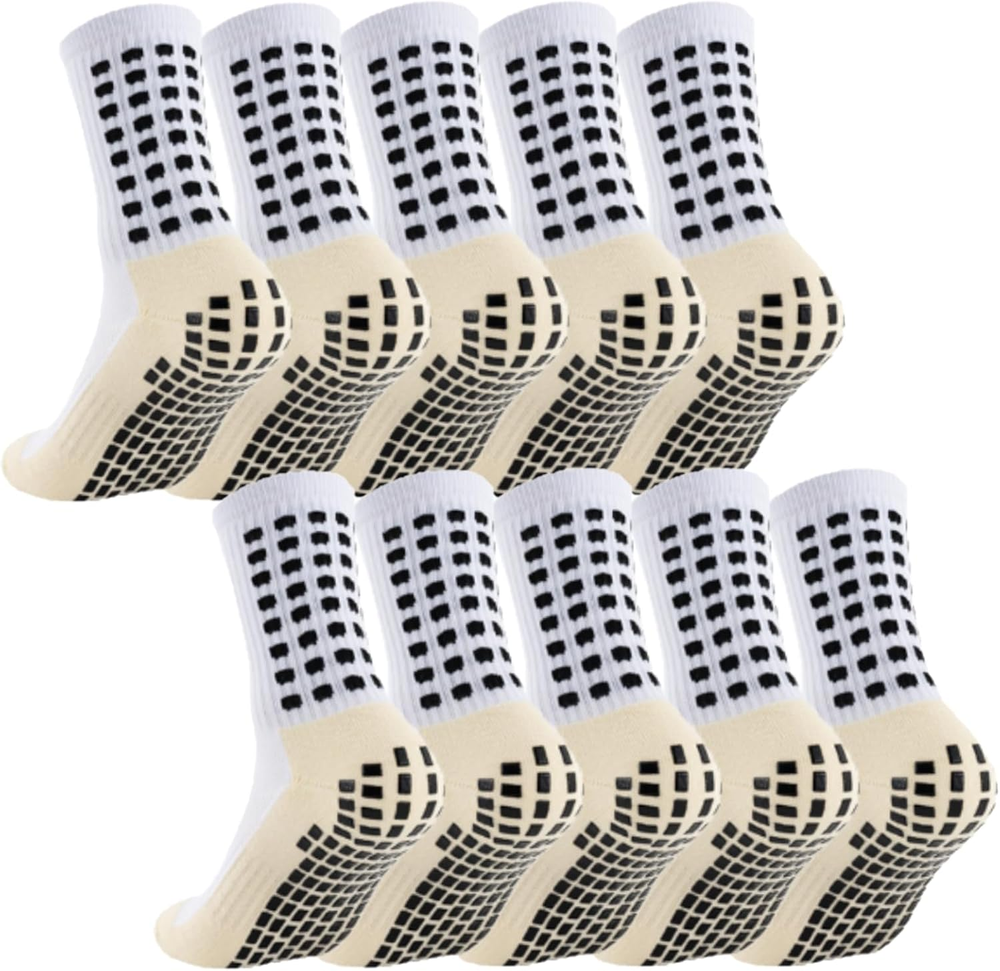 5-Pack Men's Anti-Slip Soccer Socks for Football & Basketball with Grip Pads