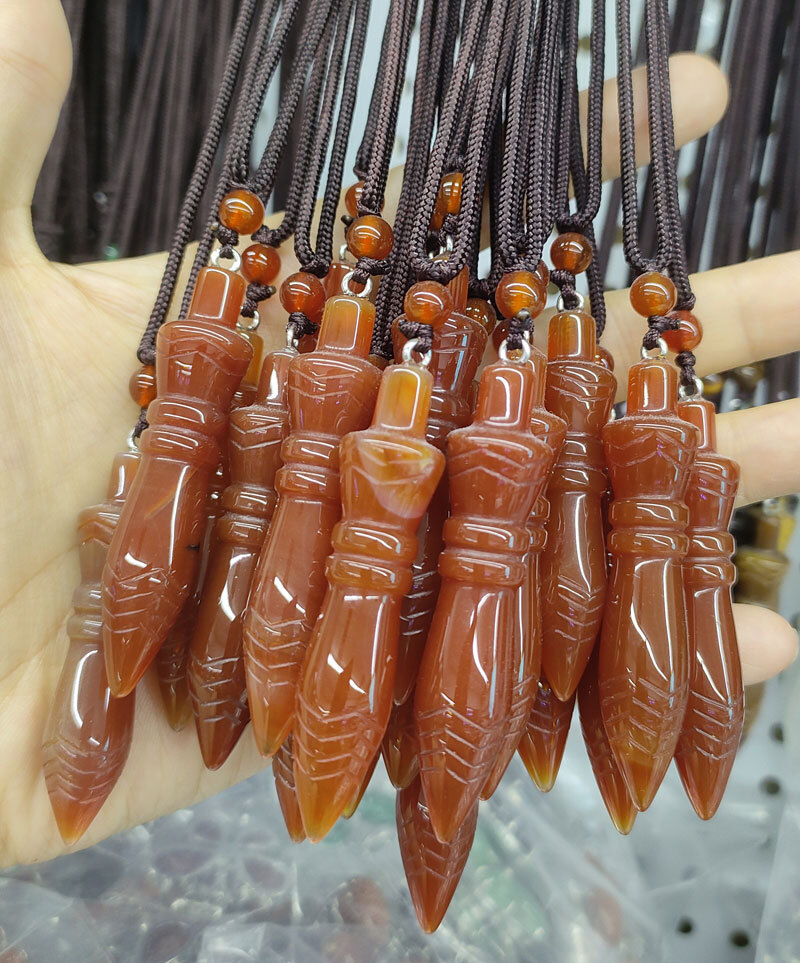 10pcs Red AGate Gems Wand Pendants Necklace Chakra Reiki Healing Amulet