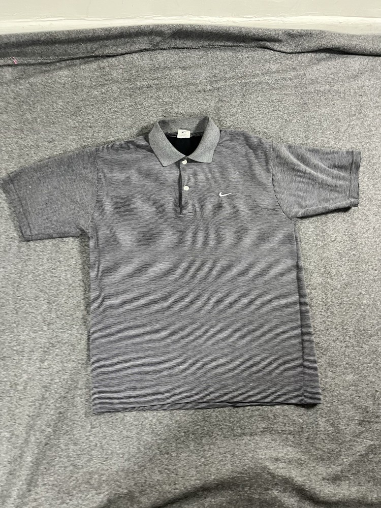 Nike Dri Fit Tiger Woods Mens Golf Polo Black White Stripe Size Large