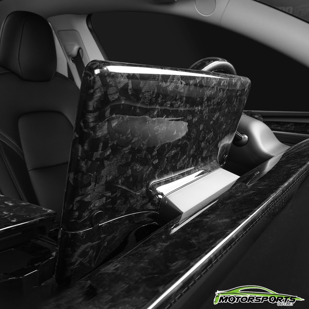 Fit 17-23 TESLA Model 3/Y Forged Carbon Display Shade Cover Black