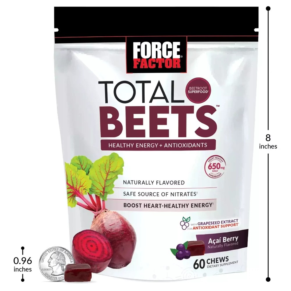 Force Factor Total Beets Blood Pressure Support, Beet Root Supplement Soft Chew