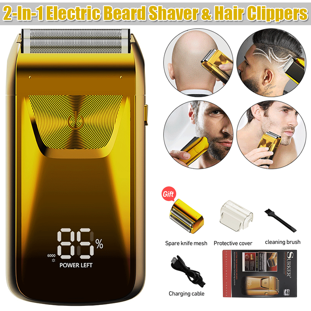 2IN1 Portable Electric Shaver Men's Razor USB Rechargeable Hair Clippers Trimmer
