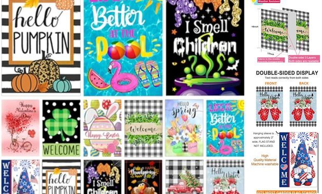 Seasonal Garden Flags Set of 12 Double Sided 12x18 Inch Welcome Holiday Yard-image