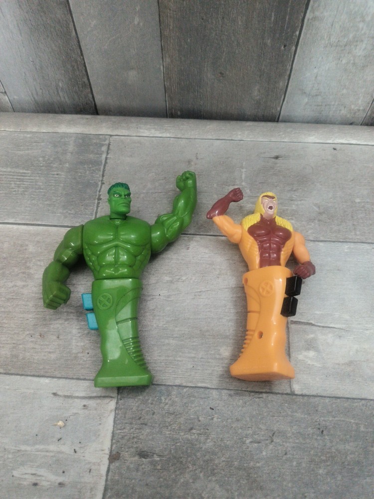 Vtg 2001 Hulk & Sabretooth Taco Bell Heroes Rotating Figure Marvel X-Men 5.5