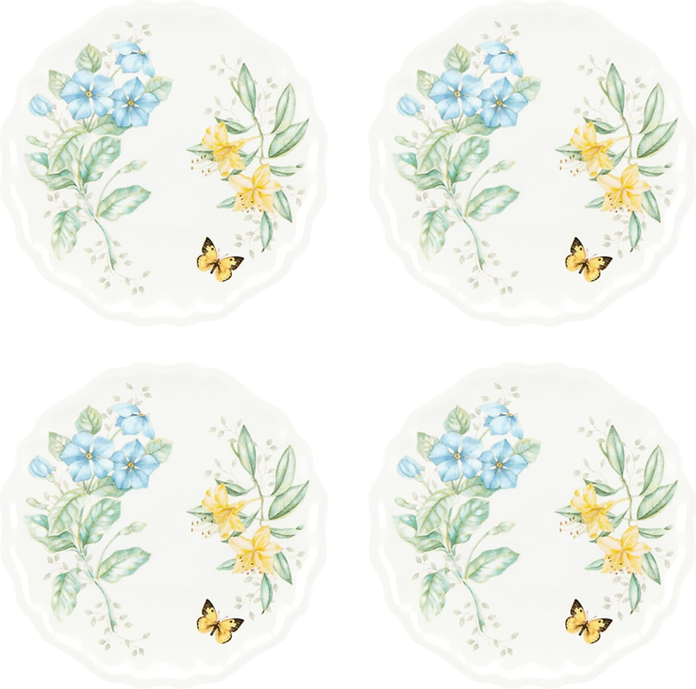 Butterfly Meadow Melamine Dinner Plates (Set of 4), White