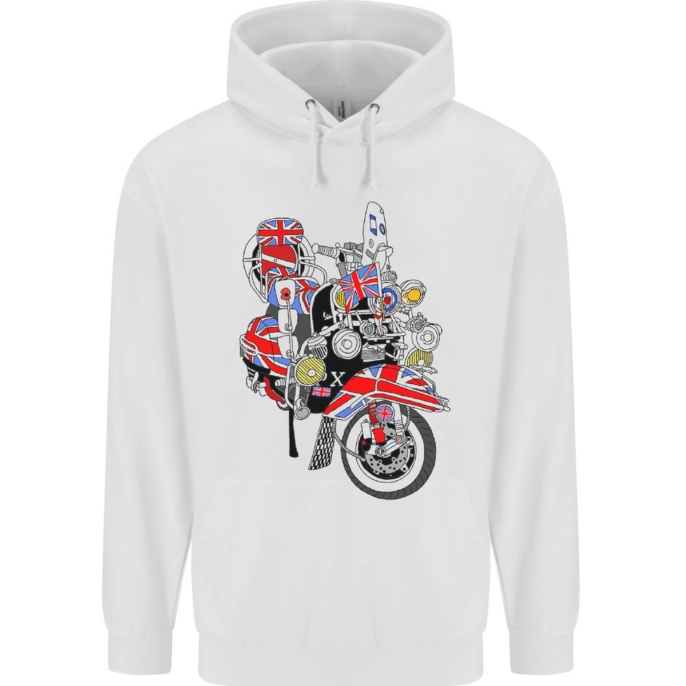 Union Jack MOD Scooter British Flag Bike Hoodie for Men - 80% Cotton