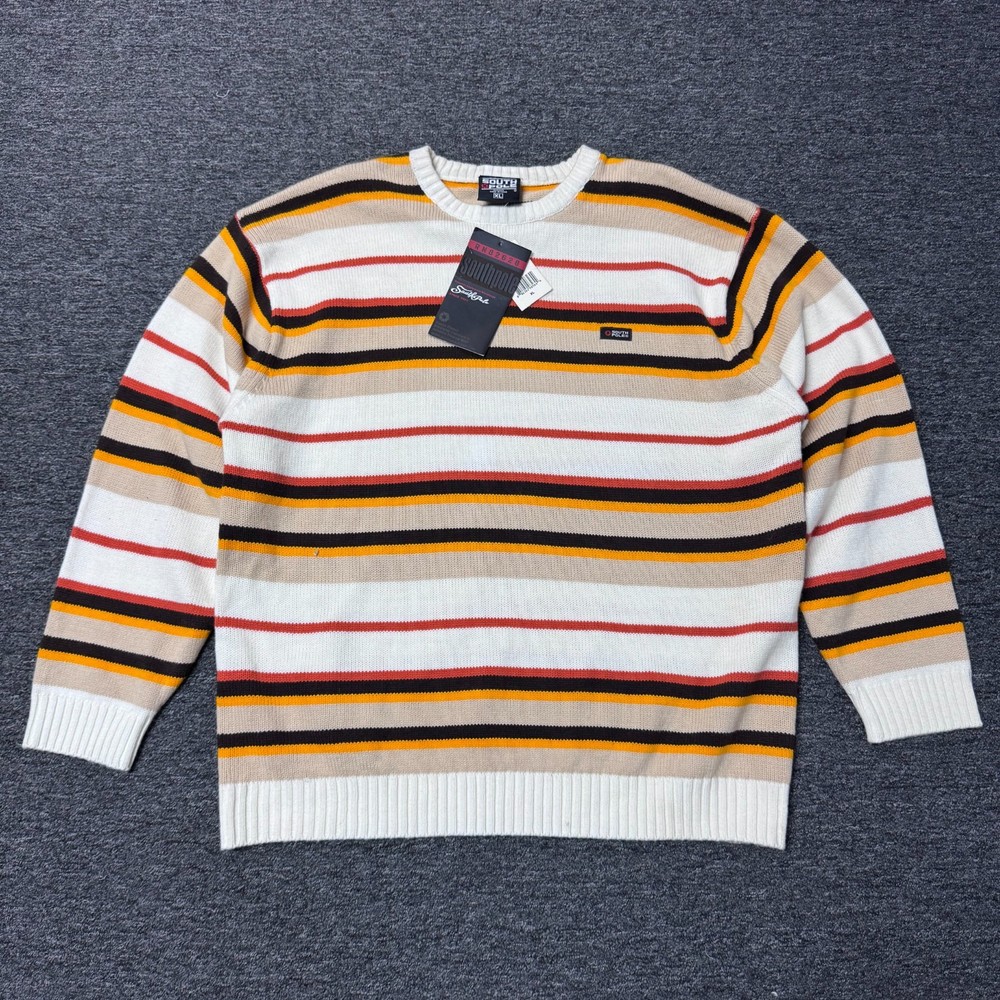 Vintage Southpole Knit Sweater Pullover Y2K - Sz XL Striped Multicolor NWT