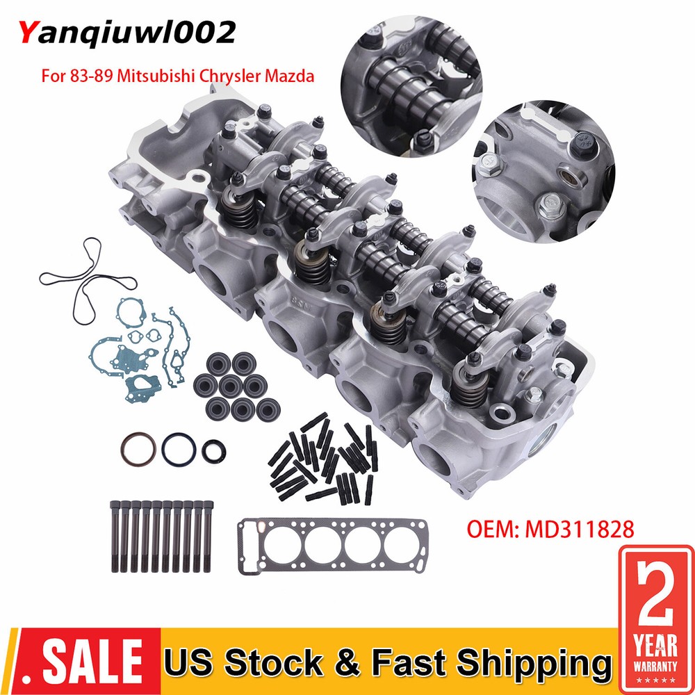 Complete Cylinder Head & Bolts Gaskets for 83-89 Mitsubishi Chrysler Mazda 2.6L