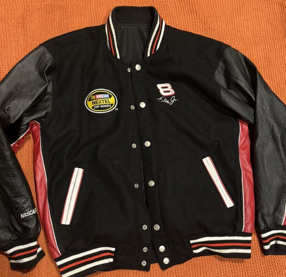 Chase Authentics Budweiser Dale Earnhardt Jr NASCAR Leather Reversible Jacket