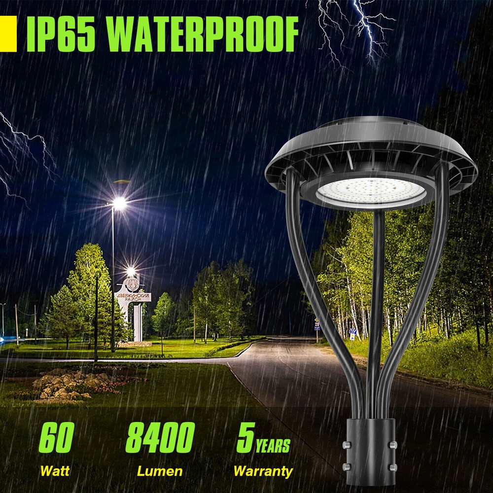 60W LED Post Top Light for Outdoor Street Garden Pathway Park Yard Parking Lot