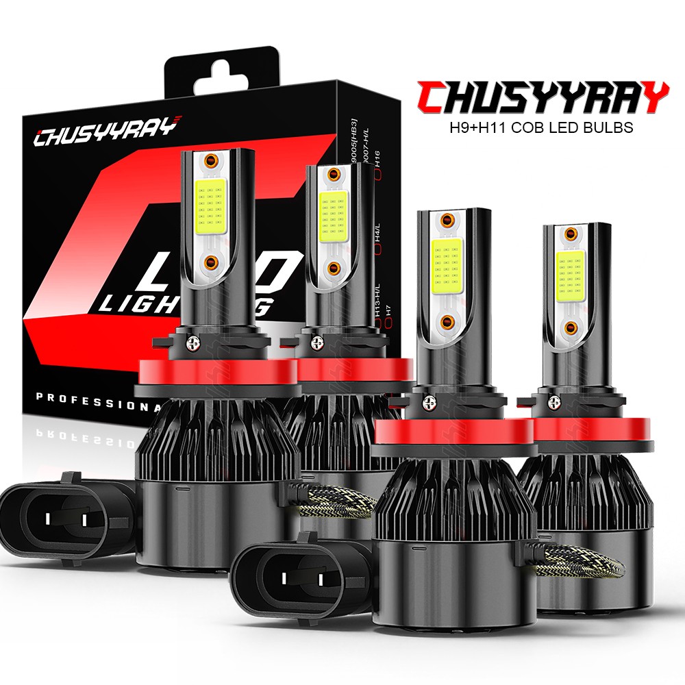 4X Combo H11 H9 LED Headlight High Low Bulbs For 2004-15 Volvo VNL Semi Truck