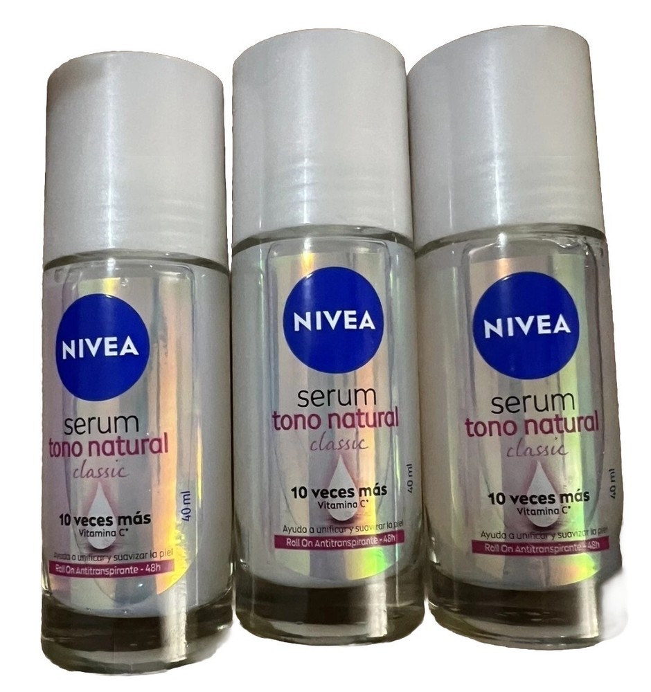 NIVEA Whitening Roll-On Deodorant Serum 3-Pack Natural Tone