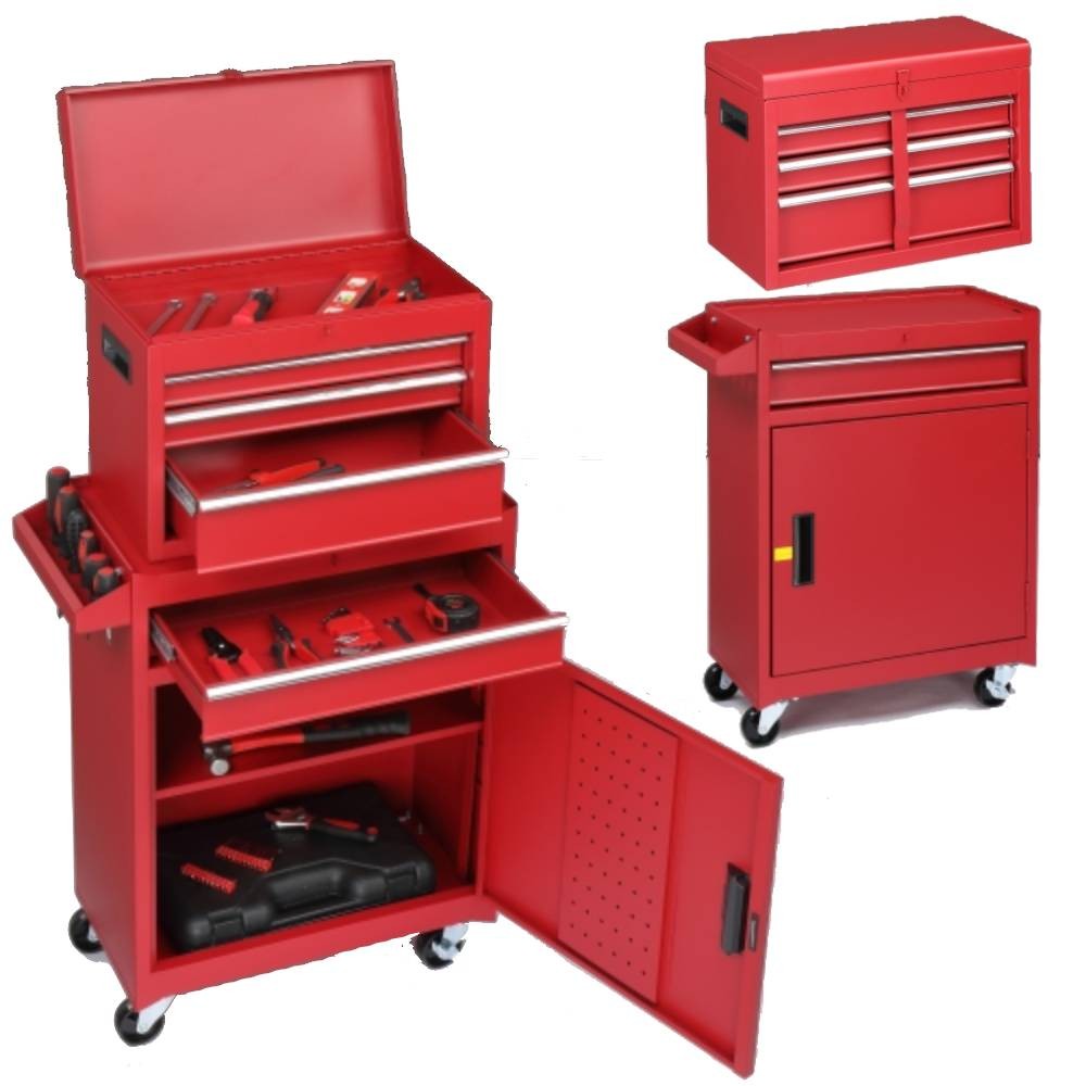 Red Rolling Tool Chest Organizer for Garage & Workshop Storage  
