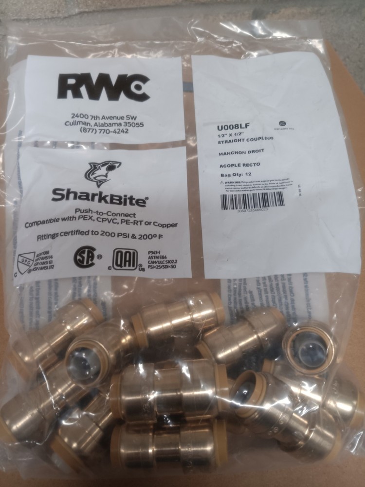 SharkBite Push-to-Connect Brass 1/2 in Straight Coupling Pipe Fittings 12 Pack
