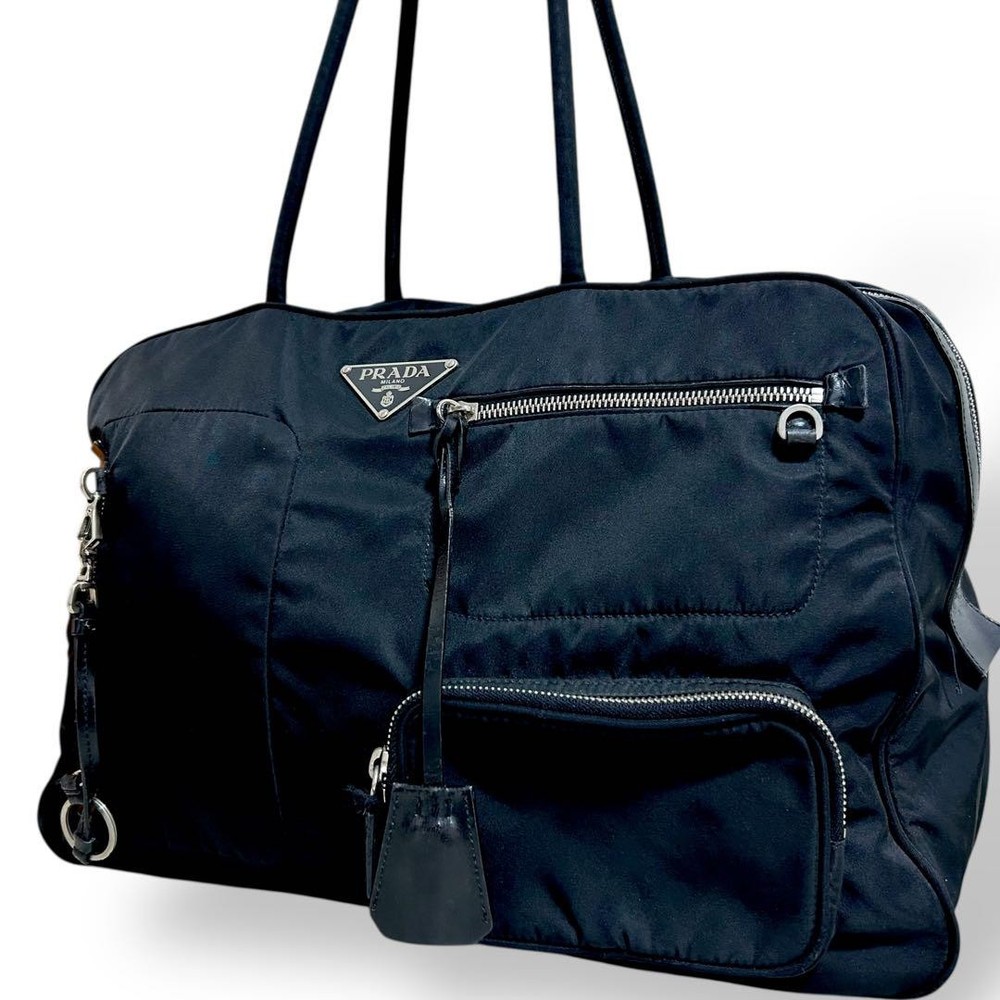 Prada Tote Bag Shoulder A4 Storage Nylon Black