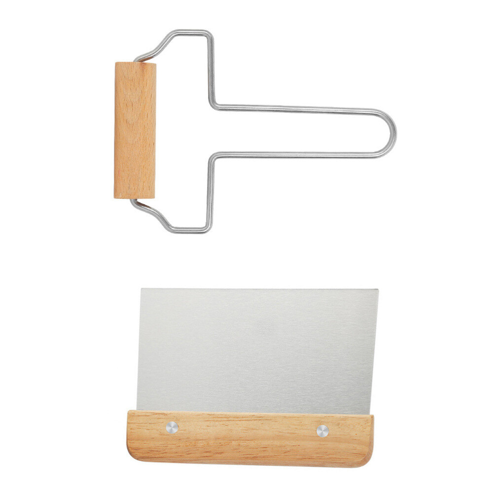 2 Pcs Clay Rolling Pin Pastry Cutter Wheel Stainless Steel Noodle Knife