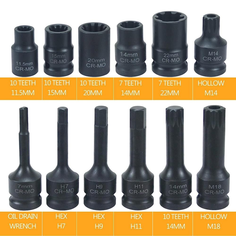 12pcs Brake Caliper Socket Set 1/2