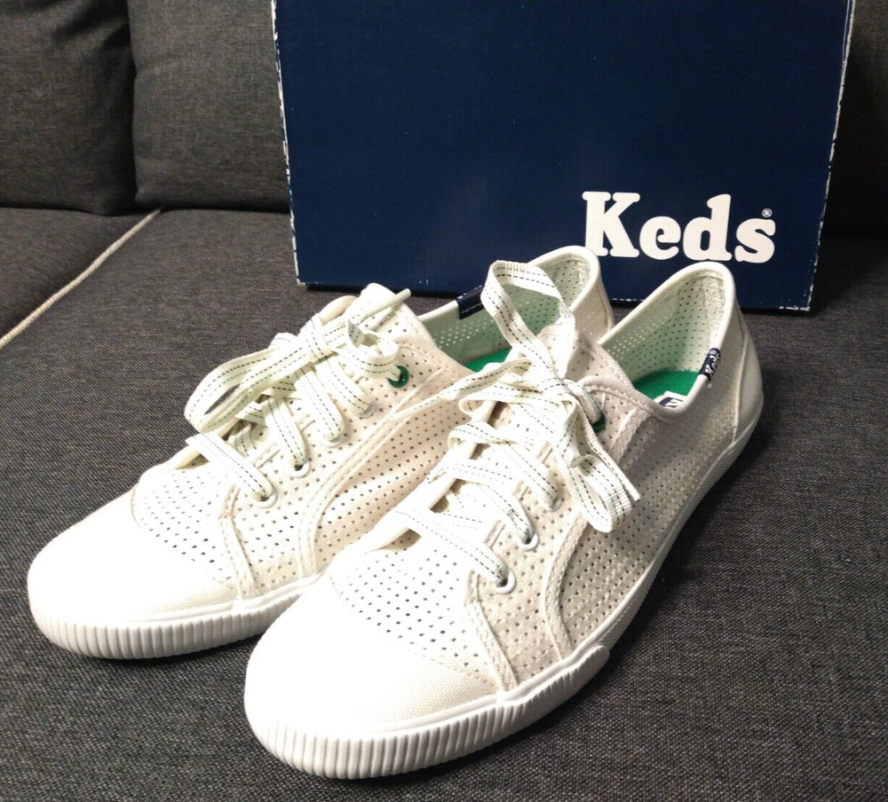 NWB Keds Celeb Perforated Canvas Off-White Lace-Up Sneakers