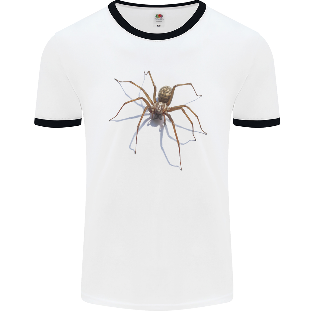 Gruesome Spider Halloween 3D Effect Mens Ringer T-Shirt