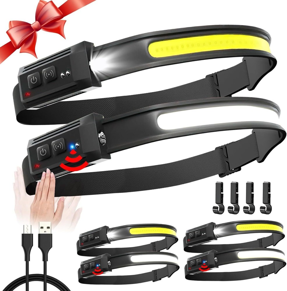 230° Wide Beam LED Headlamp, 5 Modes of Lightweight Headlamps with Motion