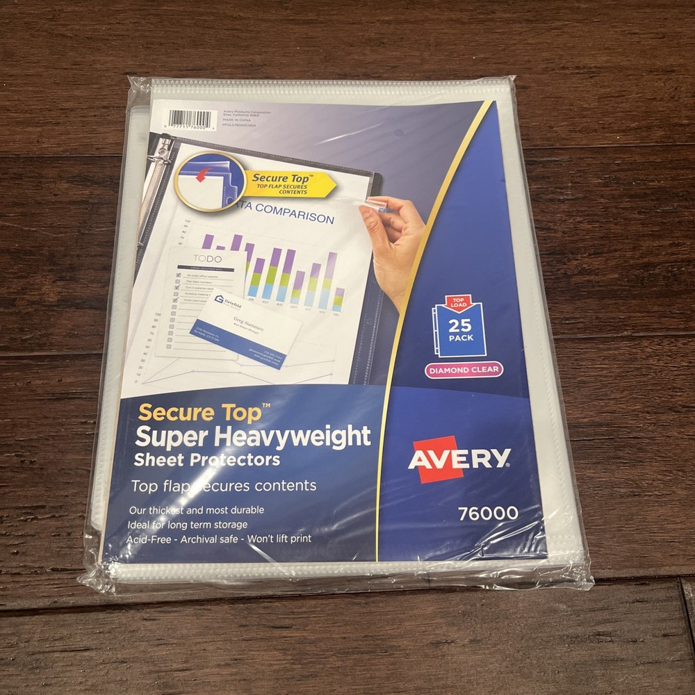 Secure Top(TM) Sheet Protectors Top-Load Super Heavyweight Clear 8.5x11in 25/PK