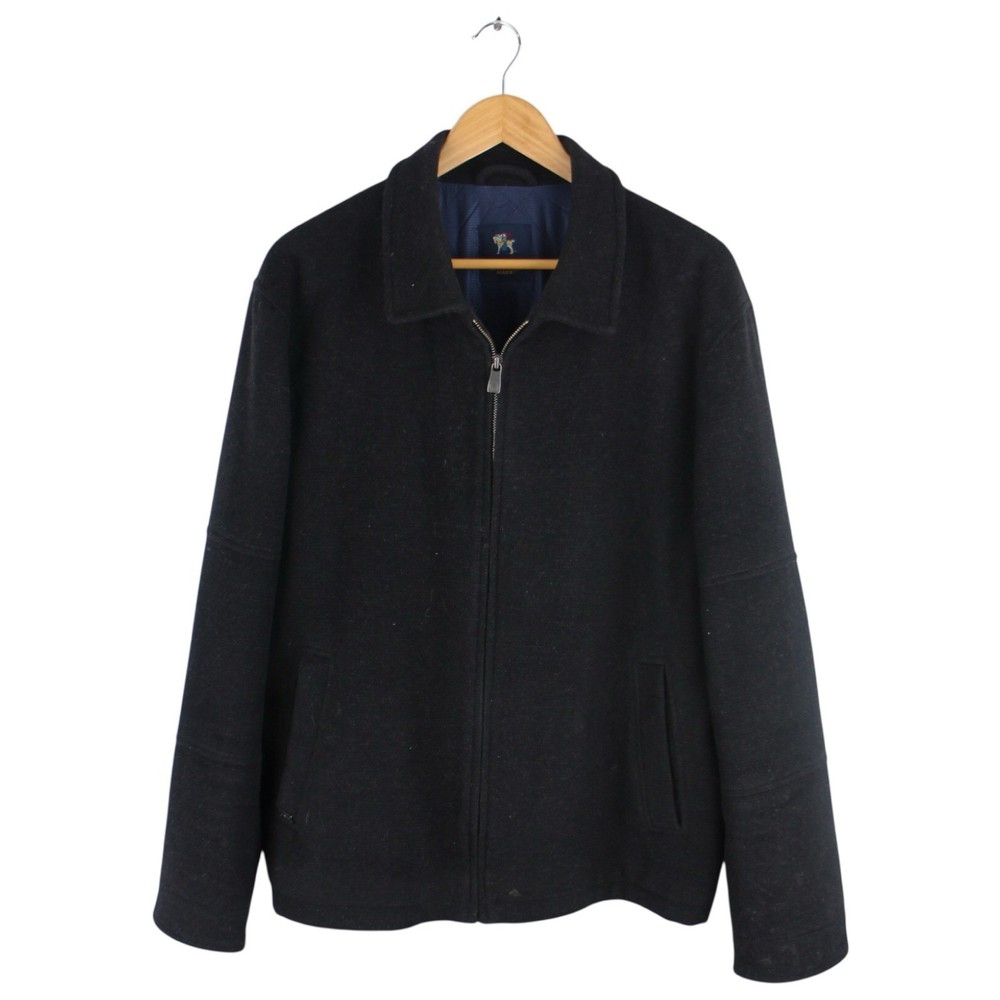 Hart Schaffner Marx Wool Blend Zip Jacket Charcoal Black Lined Men’s Size Large