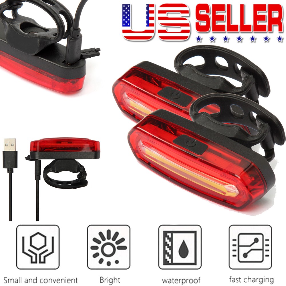 2xUSB Rechargeable LED Bicycle Cycling Tail Light 6 Modes Bike Rear Warning Lamp