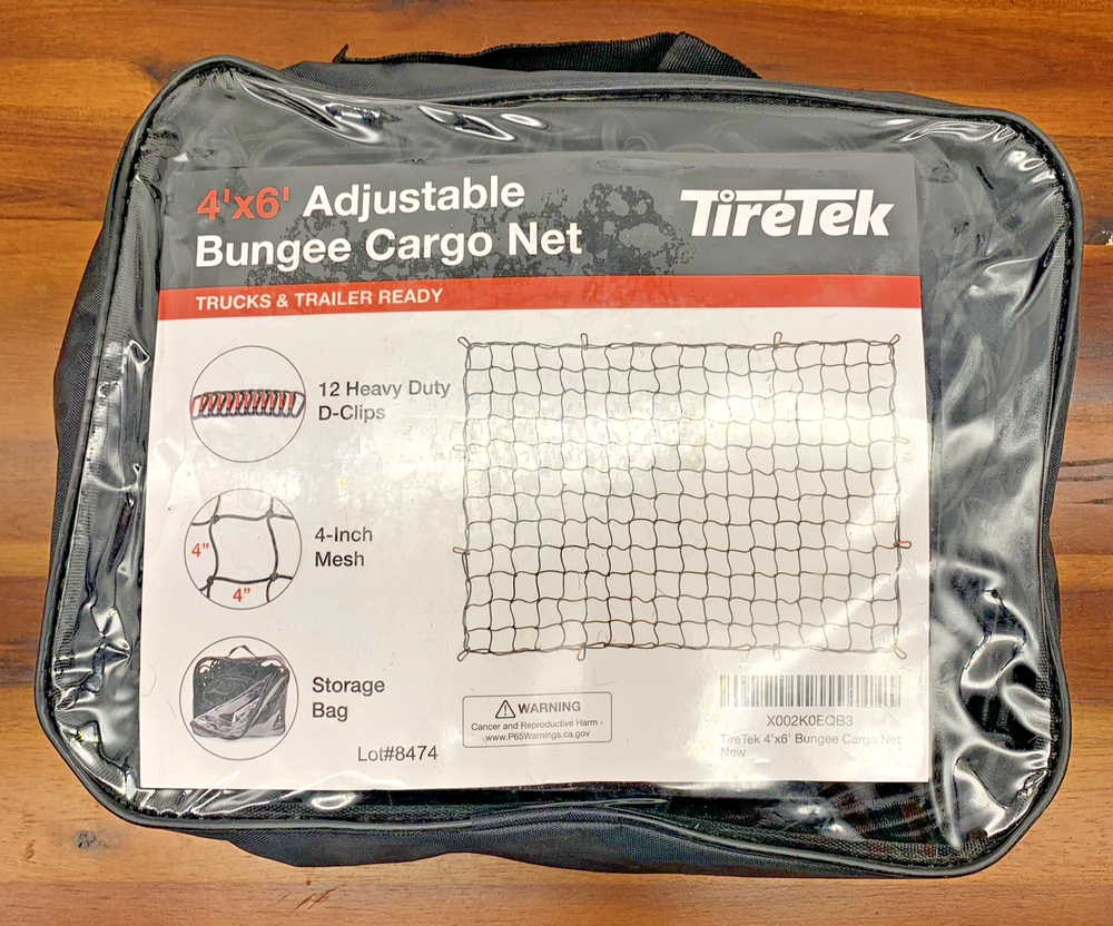 Tiretek Cargo Netting Pickup Truck Bed 4' x 6' Stretch 8' x 12' Mesh Bungee Net