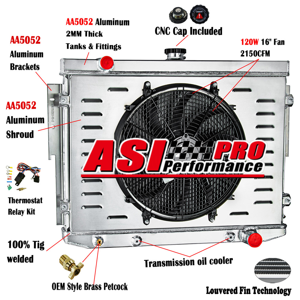 4 Row Radiator Shroud Fan Relay For 1973-74 Dodge Charger Coronet Satellite AT