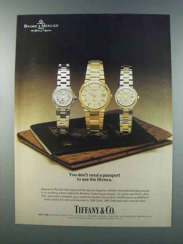 1981 Tiffany & Co. Baume & Mercier Riviera Watches Ad