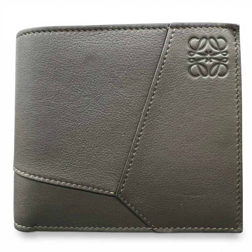 LOEWE Anagram Puzzle Bifold Wallet Coin Purse Leather New