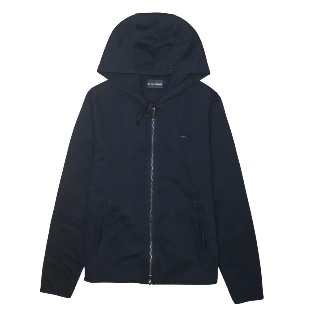 Emporio Armani Navy Blue Full Zip Hoodie Women’s Small Embroidered Logo