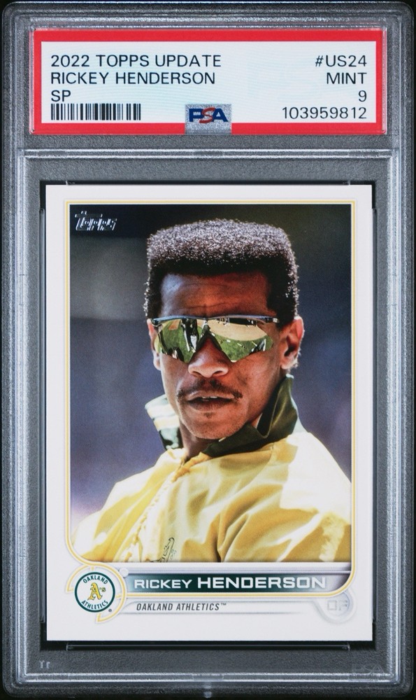 2022 Topps Update Series Rickey Henderson SP #US24 HOF PSA 9 Gem Mint Low Population