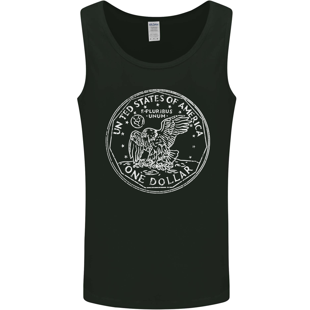 One American Dollar Coin Money Cash USA Mens Vest Tank Top