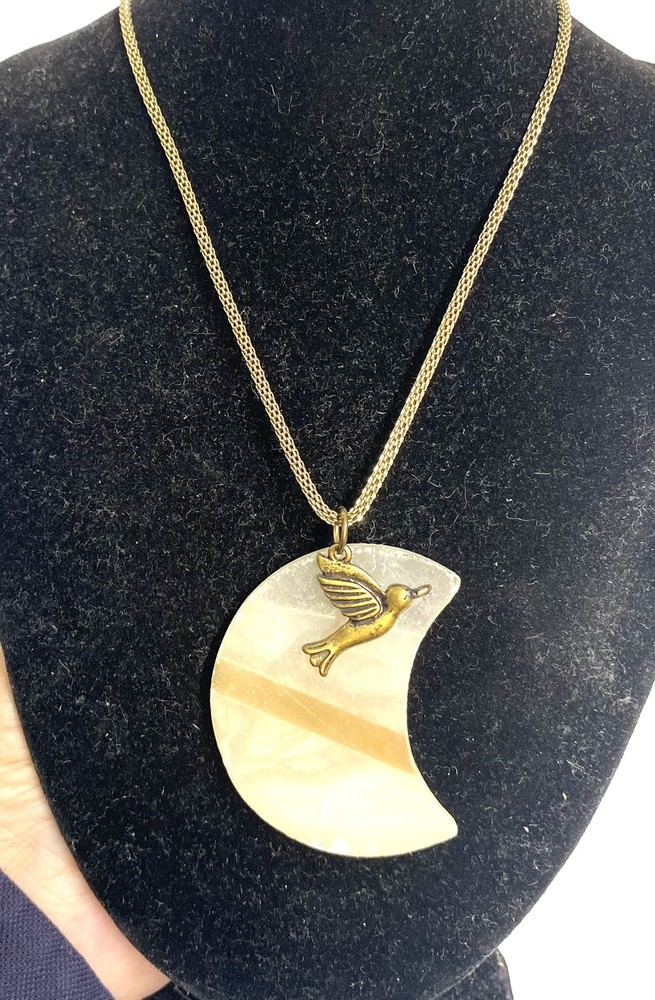 11.385 Vintage necklace, copper, quartz pendant