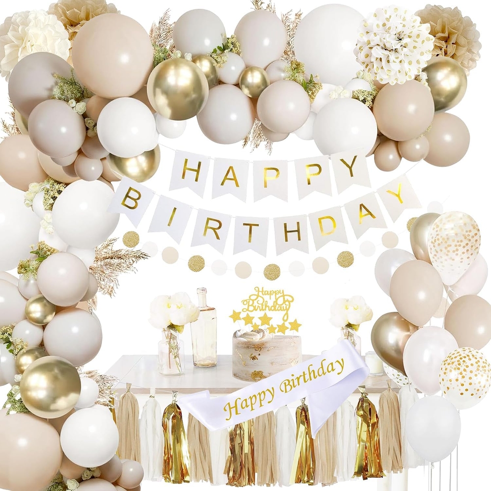 Upgraded Gold White Birthday Party Decorations  essentials