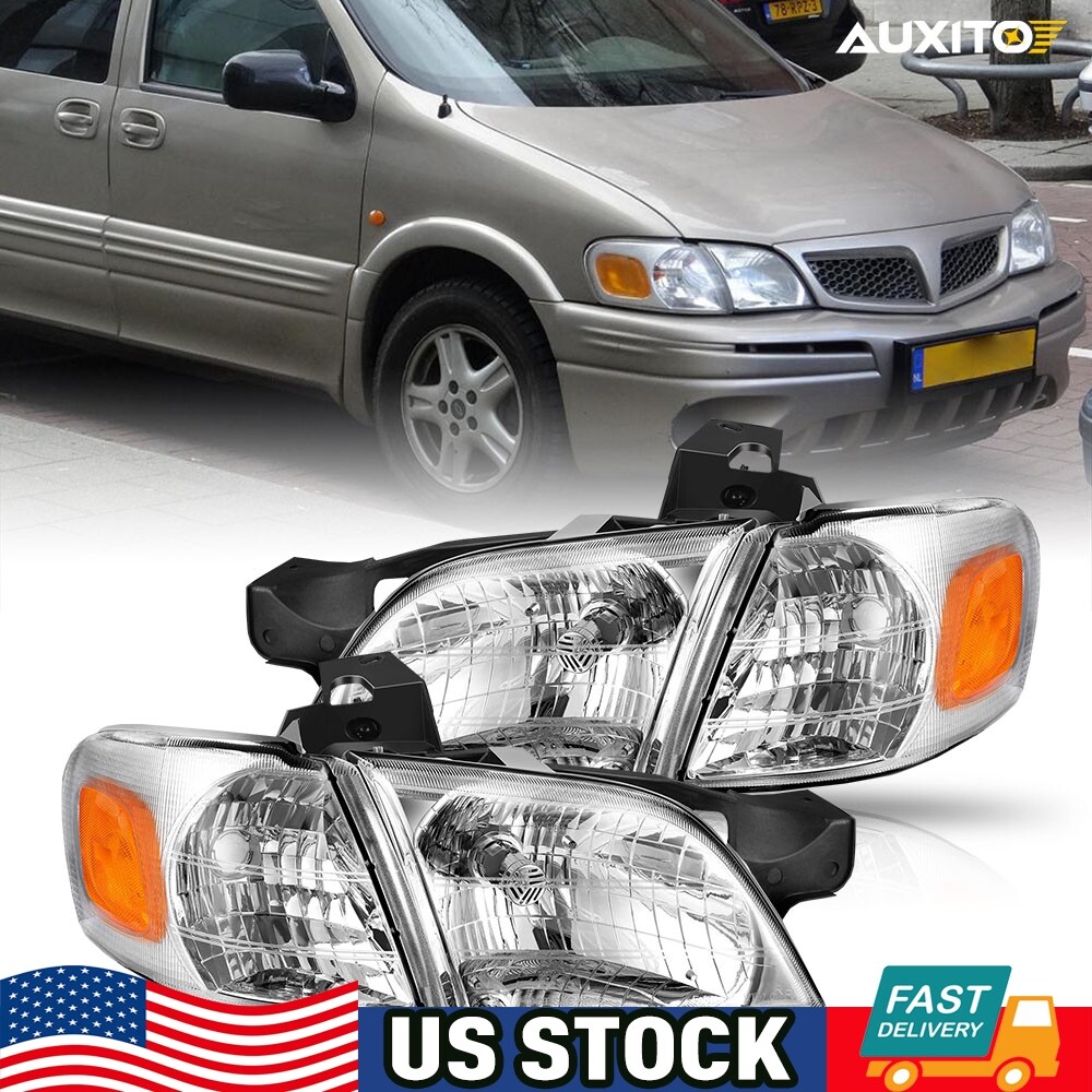 For 1997-2005 Chevy Venture Headlights Headlamps Chrome Housing Pair Left+Right