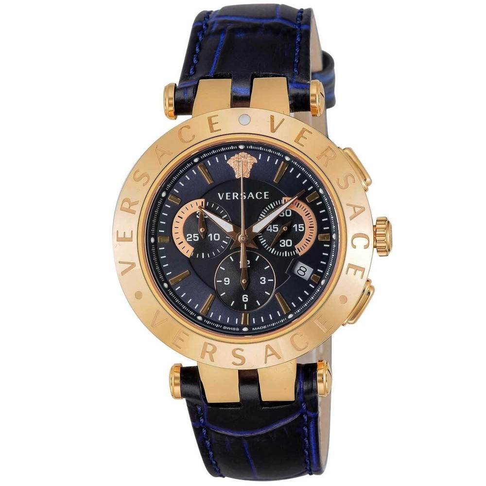 Versace V-Race Mens Blue Stainless Steel Watch VERQ00120