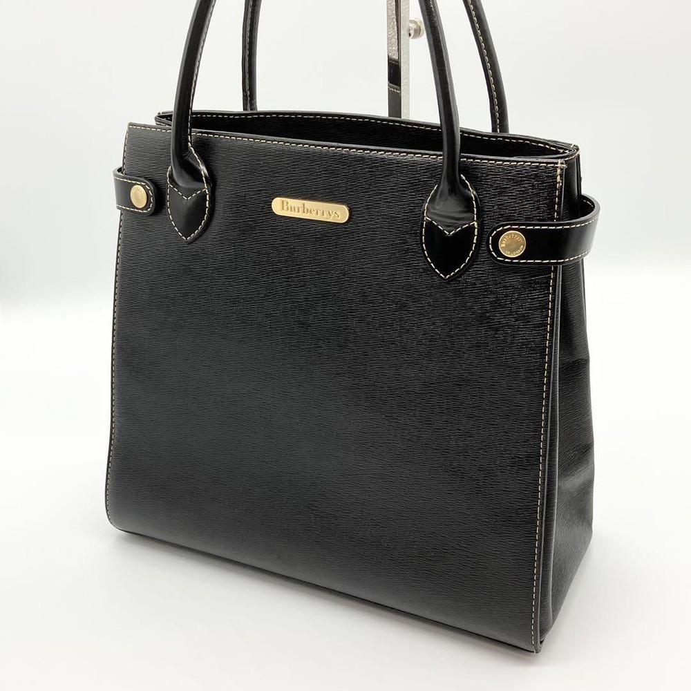 Burberrys Handbag Tote Bag Formal Black Gold