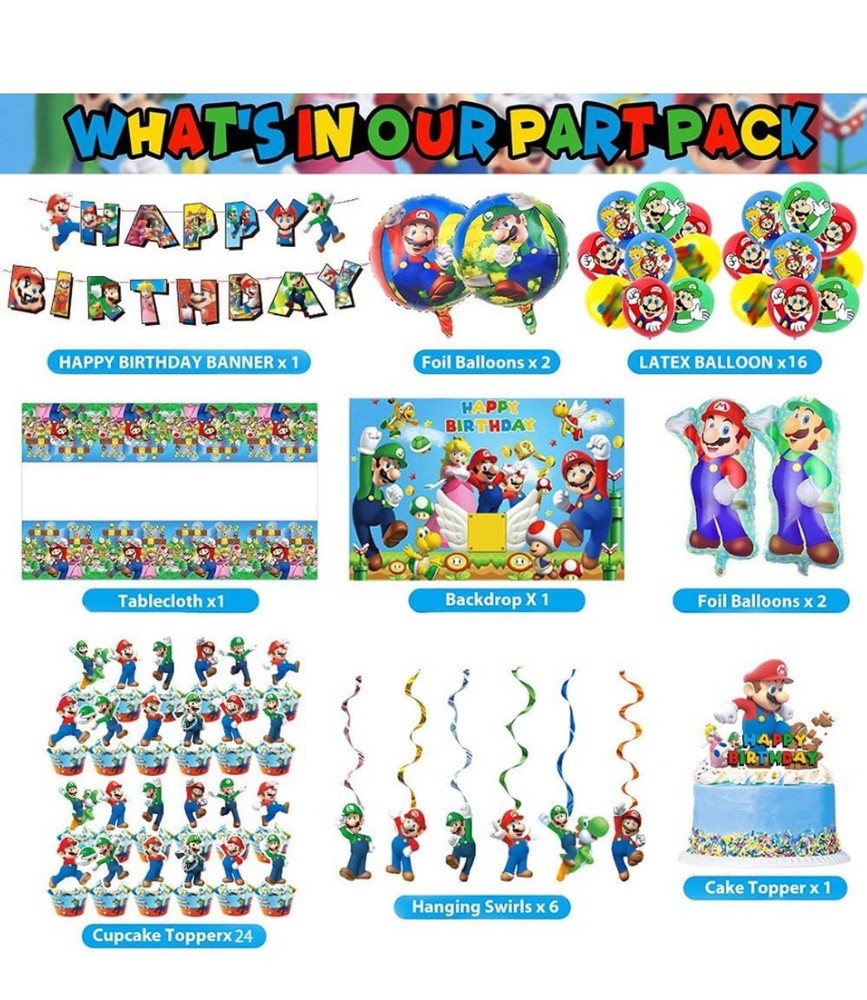NEW Super Mario Bros. Game Theme Birthday Party Decorate Supplies  US Seller