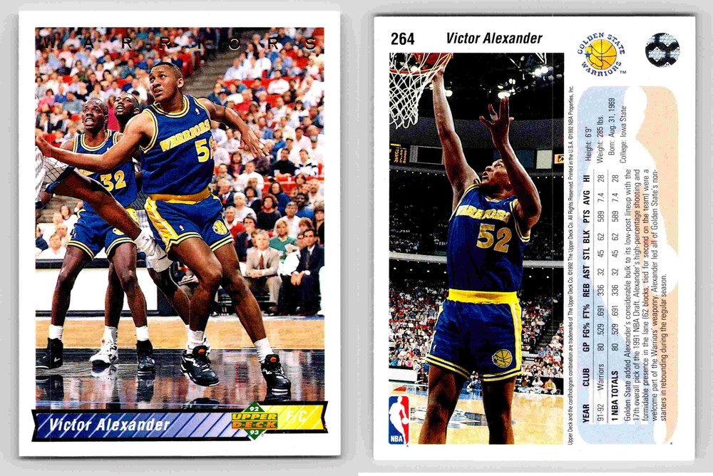 Victor Alexander Golden State Warriors Upper Deck 1992 Card 264 Sports